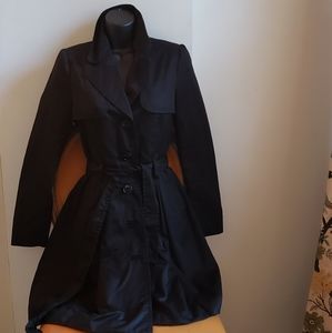 H&M Black Belted Fitted Trench Coat